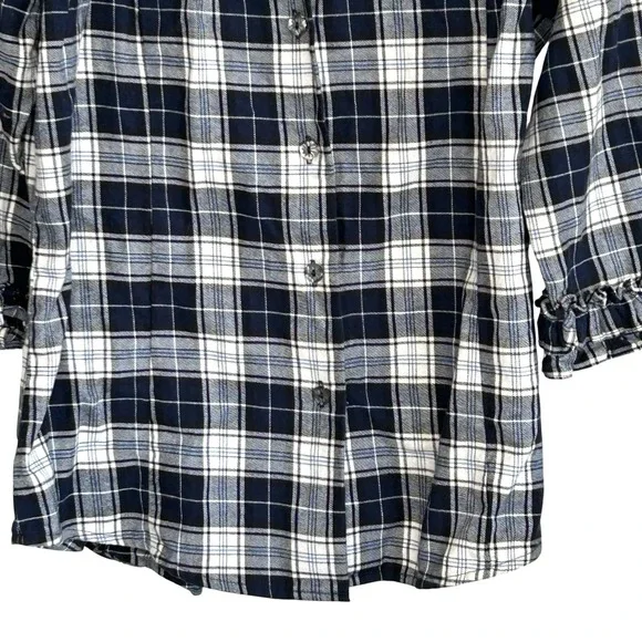 Alicia Bell Plaid Button Shirt Small Western Preppy Festival Ruffle Indie USA - Picture 4 of 9